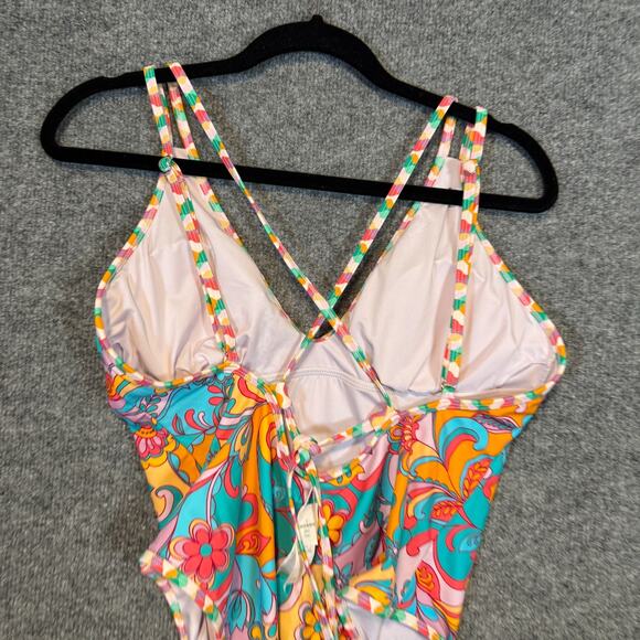 Cupshe One Piece Swimsuit Womens‎ Large Floral Colorful Bohemian Artsy NEW - Picture 8 of 13